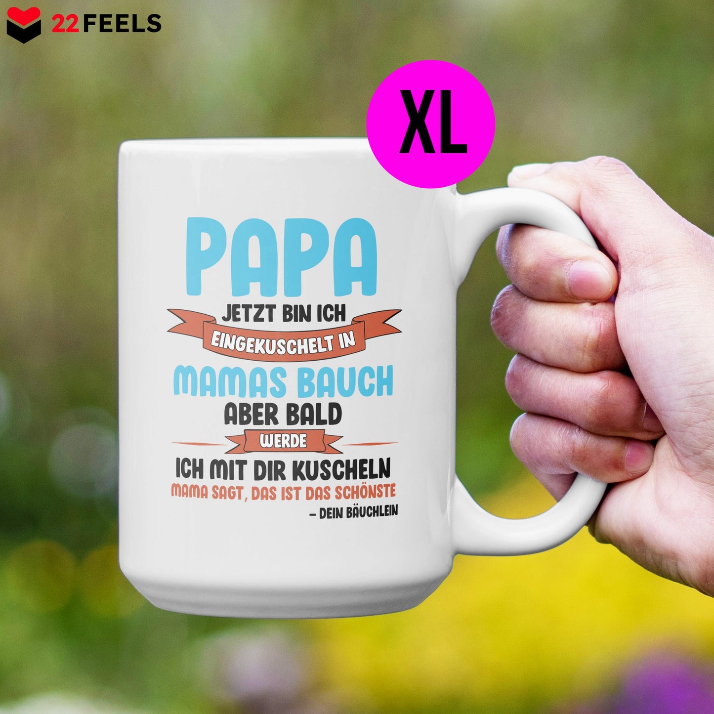 22Feels® Geschenk für Werdende Väter zur Schwangerschaft - Du Wirst Papa XL Tasse mit Spruch (Weiss, 440ml)-Weisse XL Tasse 440ml-22Feels