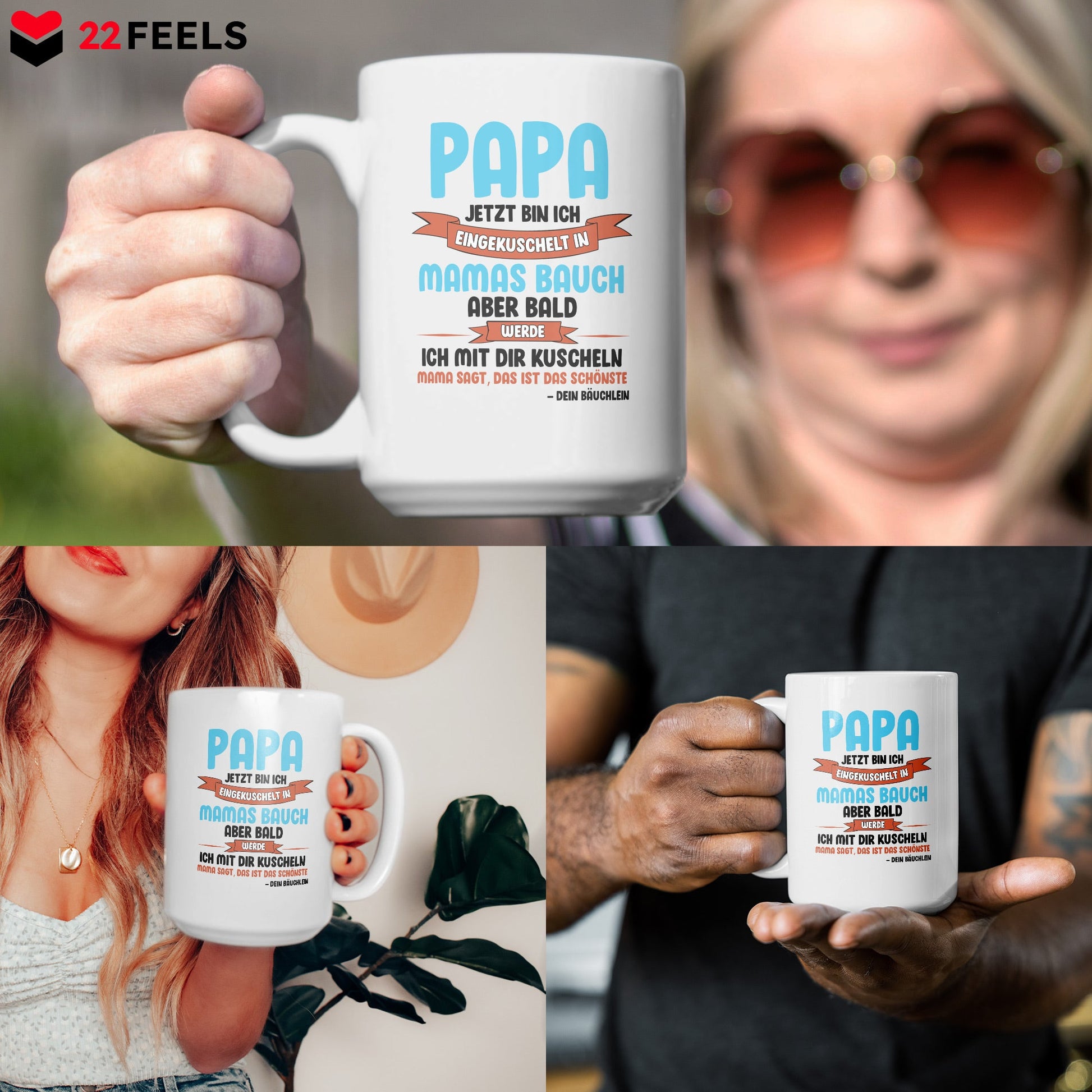 22Feels® Geschenk für Werdende Väter zur Schwangerschaft - Du Wirst Papa XL Tasse mit Spruch (Weiss, 440ml)-Weisse XL Tasse 440ml-22Feels