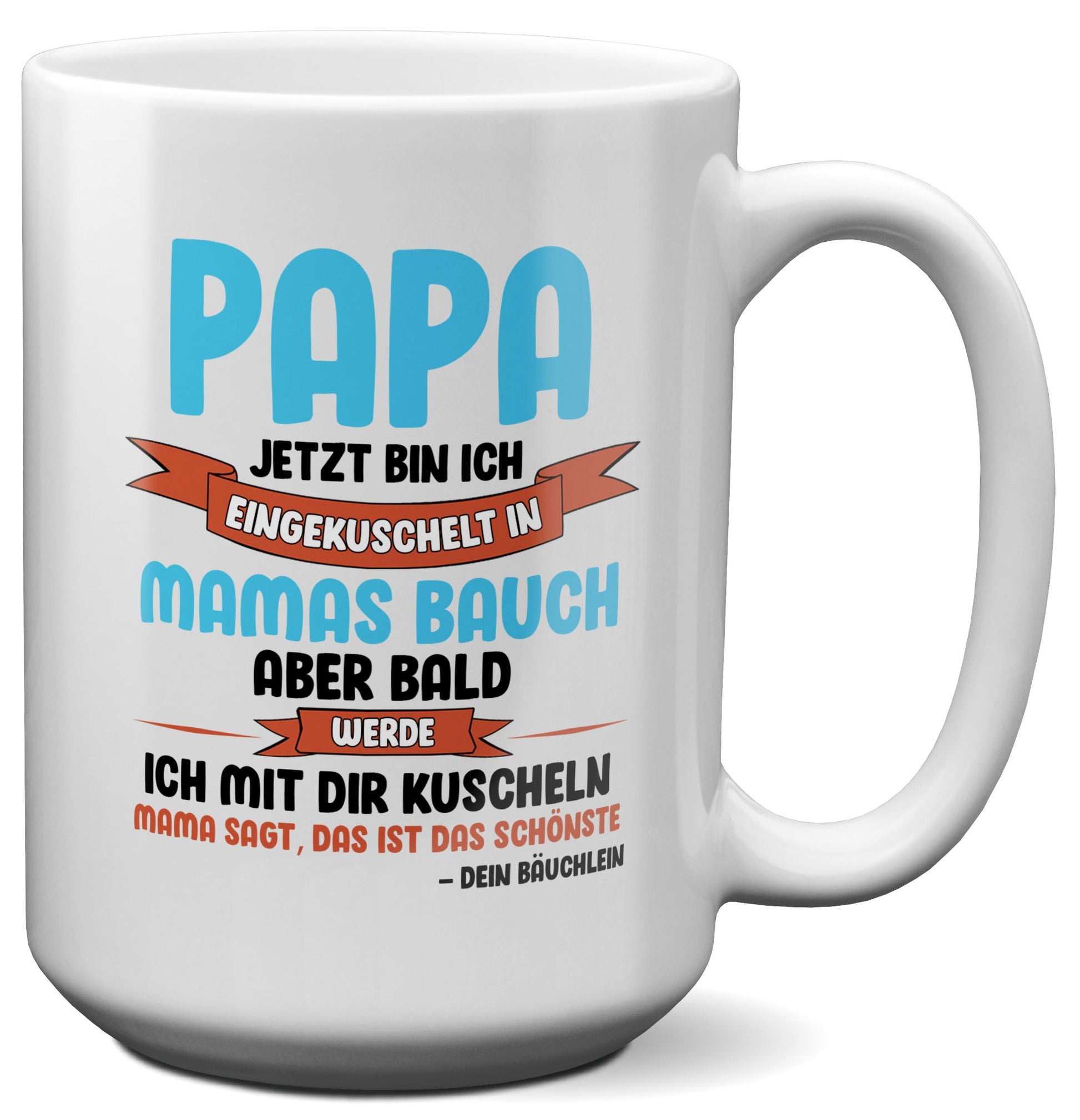 22Feels® Geschenk für Werdende Väter zur Schwangerschaft - Du Wirst Papa XL Tasse mit Spruch (Weiss, 440ml)-Weisse XL Tasse 440ml-22Feels