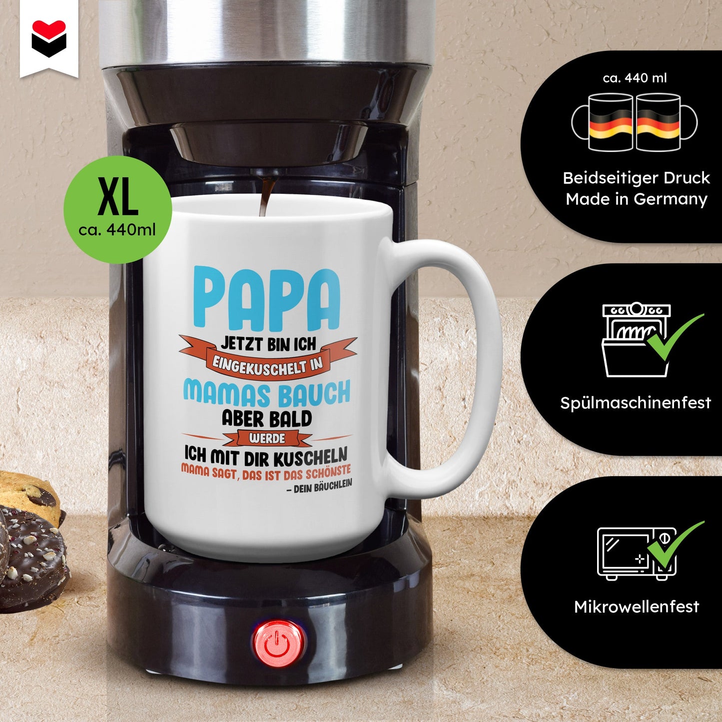 22Feels® Geschenk für Werdende Väter zur Schwangerschaft - Du Wirst Papa XL Tasse mit Spruch (Weiss, 440ml)-Weisse XL Tasse 440ml-22Feels