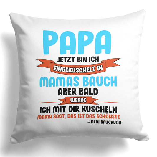 22Feels® Du Wirst Papa Männer Schwangerschaft Geschenk für werdende Väter - Kissen mit Spruch (Weiss 40x40cm)-Kissen Weiss 40x40-22Feels