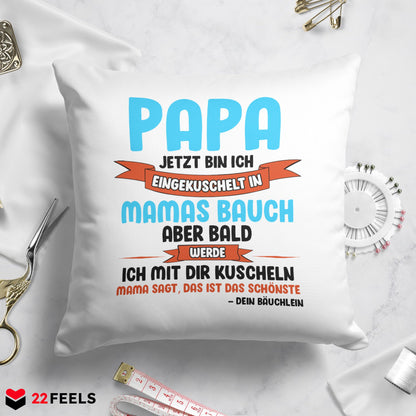 22Feels® Du Wirst Papa Männer Schwangerschaft Geschenk für werdende Väter - Kissen mit Spruch (Weiss 40x40cm)-Kissen Weiss 40x40-22Feels