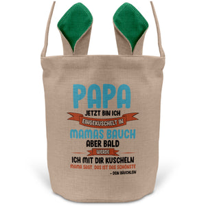 22Feels® Werdender Papa Schwangerschaft Ostern Osterkorb mit Henkel Ostergeschenk Tragetasche Ostern Deko Osternest Körbchen Hasenohren (Beige/Grün)-Ostern Tragetasche-22Feels