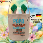 22Feels® Werdender Papa Schwangerschaft Ostern Osterkorb mit Henkel Ostergeschenk Tragetasche Ostern Deko Osternest Körbchen Hasenohren (Beige/Grün)-Ostern Tragetasche-22Feels