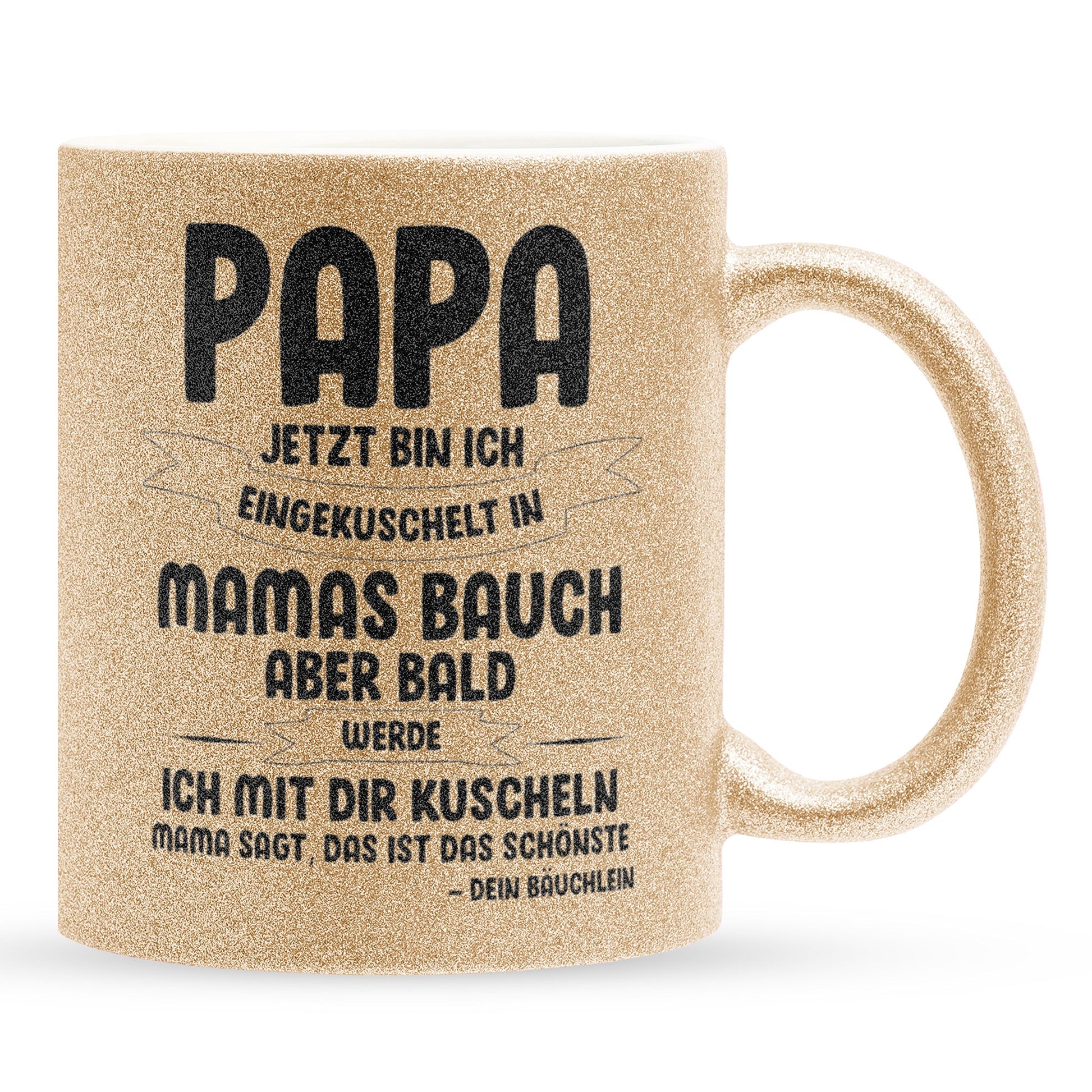 22Feels® Geschenk für Werdende Väter zur Schwangerschaft - Du Wirst Papa Glitzertasse mit Spruch (Gold, 320ml)-Glitzertasse Gold 320ml-22Feels
