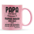 22Feels® Geschenk für Werdende Väter zur Schwangerschaft - Du Wirst Papa Glitzertasse mit Spruch (Pink, 320ml)-Glitzertasse Pink 320ml-22Feels