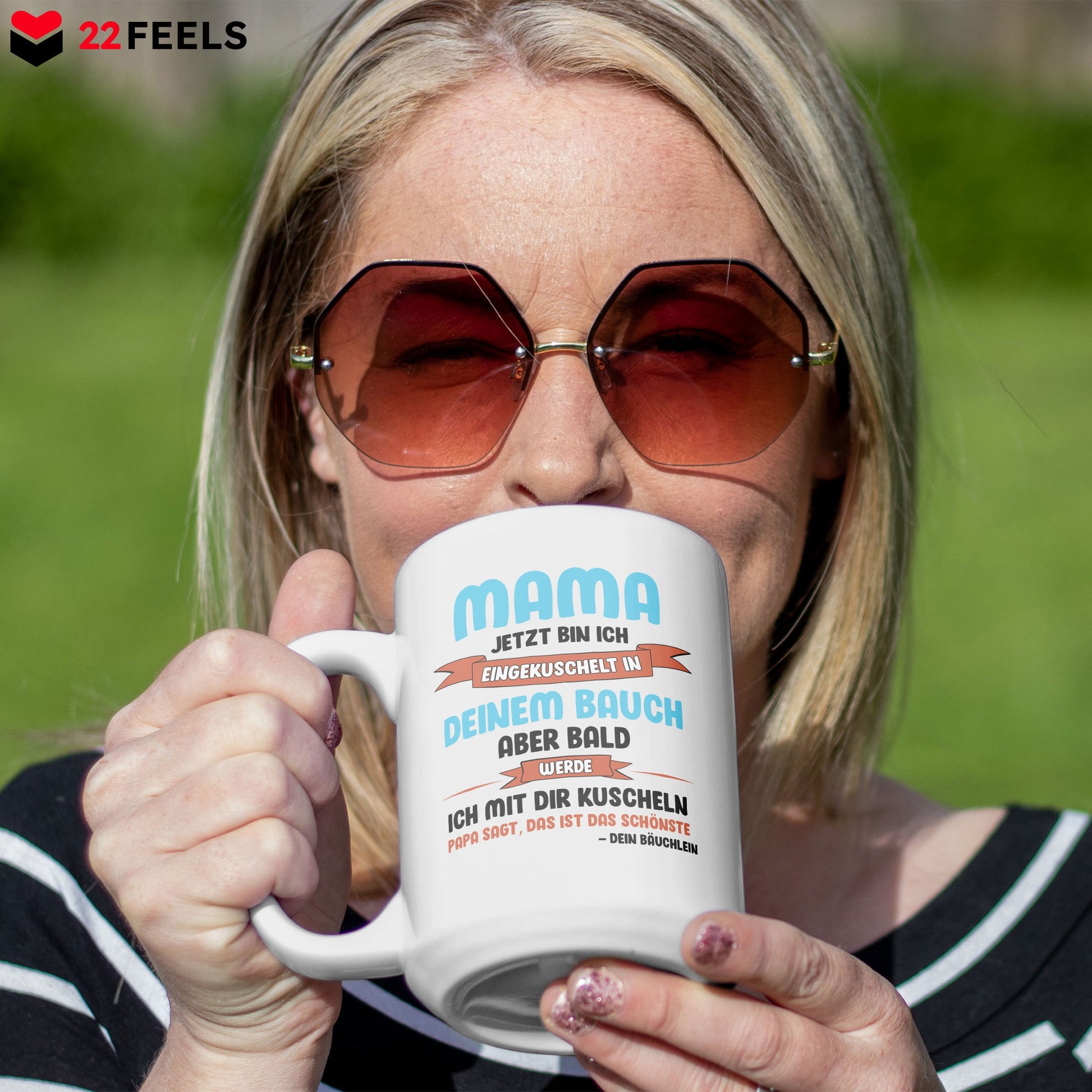 22Feels® Schwangerschaftsgeschenk Werdende Mama - XL Tasse mit Spruch (Weiss, 440ml)-Weisse XL Tasse 440ml-22Feels