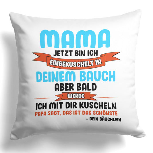 22Feels® Frauen Schwangerschaft Geschenk für werdende Mamas - Kissen mit Spruch (Weiss 40x40cm)-Kissen Weiss 40x40-22Feels