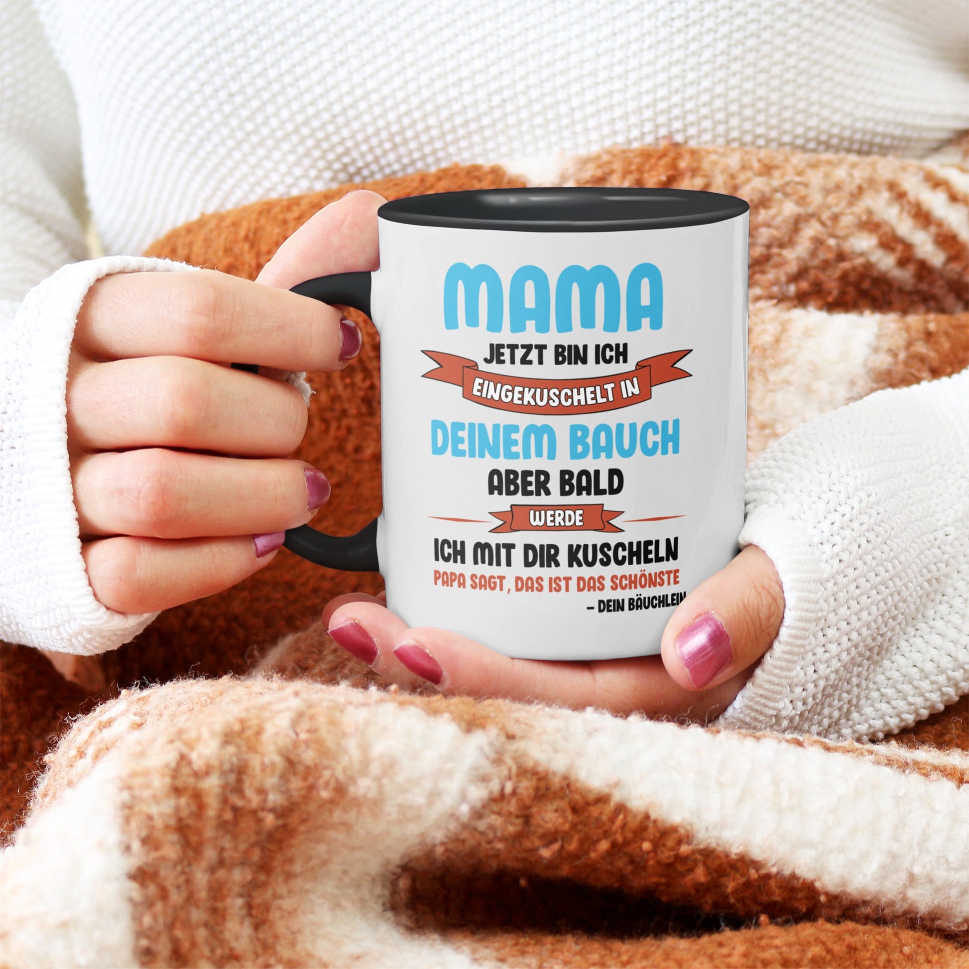 22Feels® Schwangerschaftsgeschenk Werdende Mama - Tasse mit Spruch (Weiss-Schwarz, 320ml)-TwoTone Tasse Weiss-Schwarz 320ml-22Feels