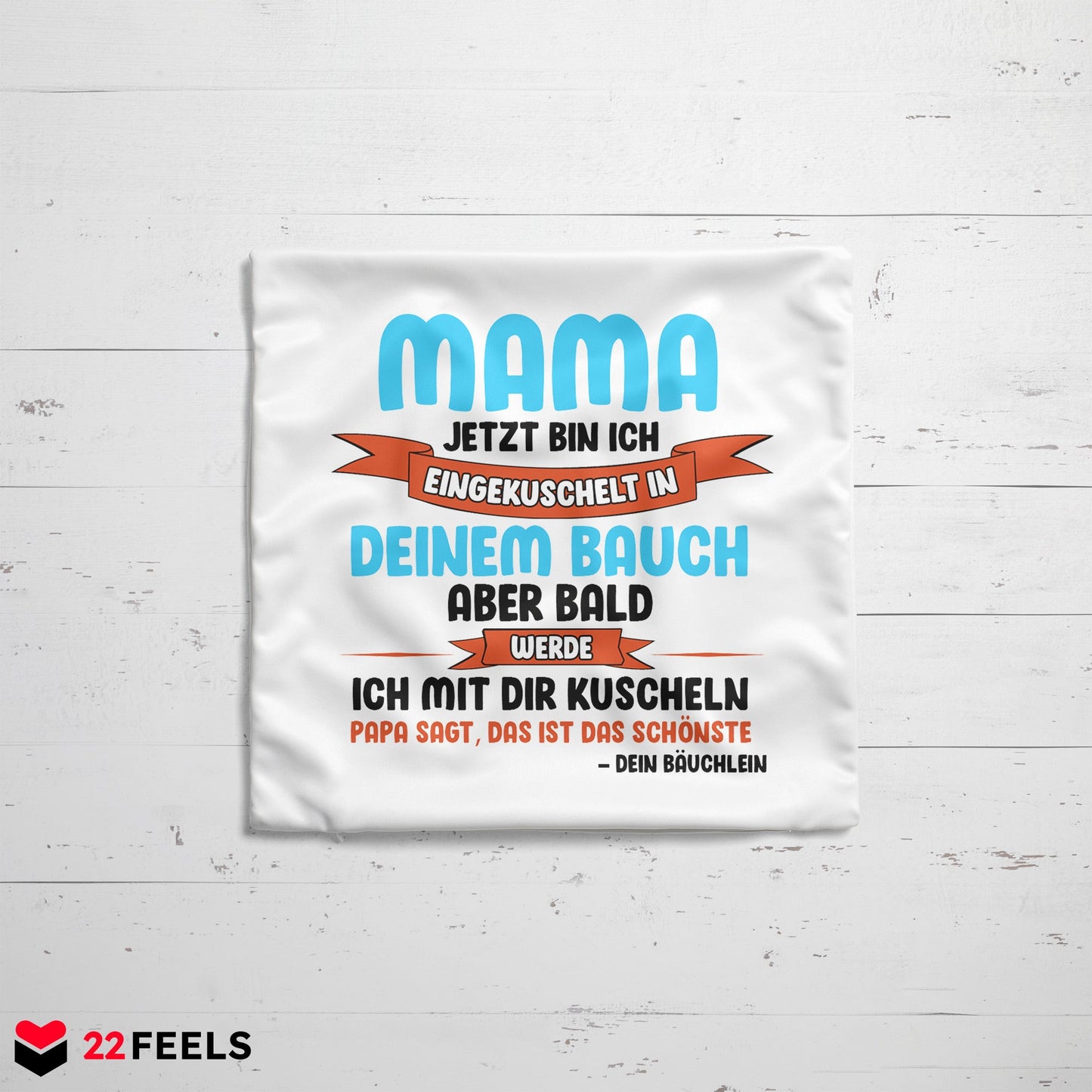22Feels® Frauen Schwangerschaft Geschenk für werdende Mamas - Kissen mit Spruch (Weiss 40x40cm)-Kissen Weiss 40x40-22Feels