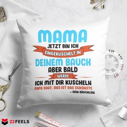 22Feels® Frauen Schwangerschaft Geschenk für werdende Mamas - Kissen mit Spruch (Weiss 40x40cm)-Kissen Weiss 40x40-22Feels