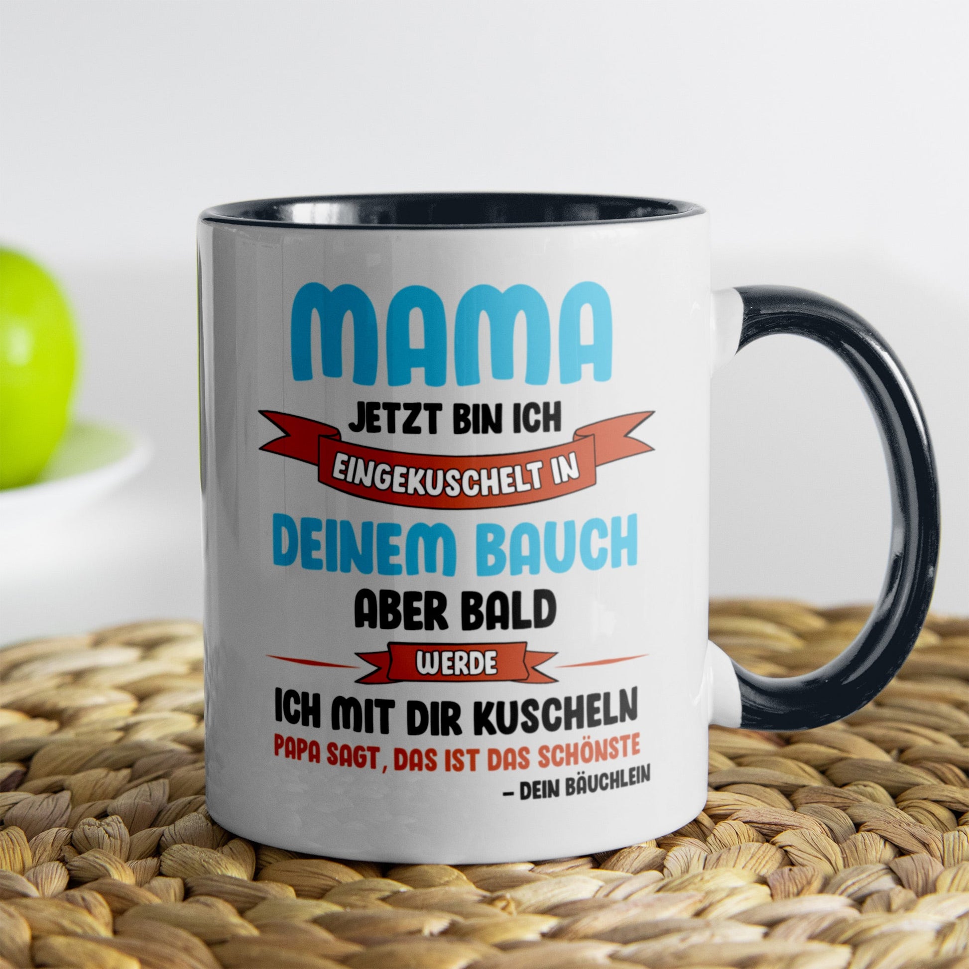 22Feels® Schwangerschaftsgeschenk Werdende Mama - Tasse mit Spruch (Weiss-Schwarz, 320ml)-TwoTone Tasse Weiss-Schwarz 320ml-22Feels