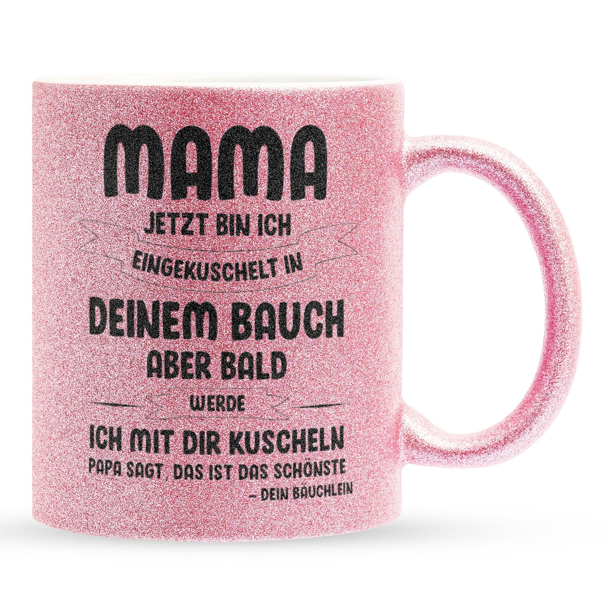 22Feels® Schwangerschaftsgeschenk Werdende Mama - Glitzertasse mit Spruch (Pink, 320ml)-Glitzertasse Pink 320ml-22Feels