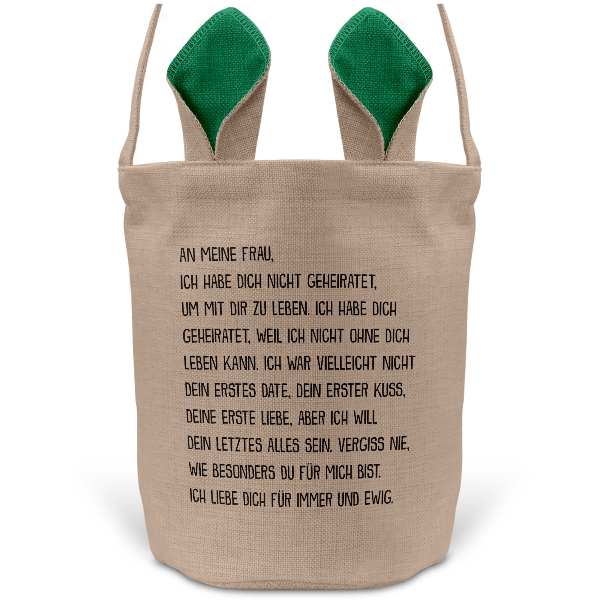 22Feels® Ehefrau Osterkorb mit Henkel Ostergeschenk Tragetasche Ostern Deko Osternest Körbchen Hasenohren (Beige/Grün)-Ostern Tragetasche-22Feels