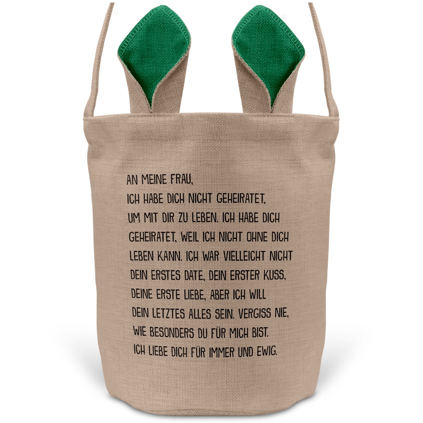 22Feels® Ehefrau Osterkorb mit Henkel Ostergeschenk Tragetasche Ostern Deko Osternest Körbchen Hasenohren (Beige/Grün)-Ostern Tragetasche-22Feels