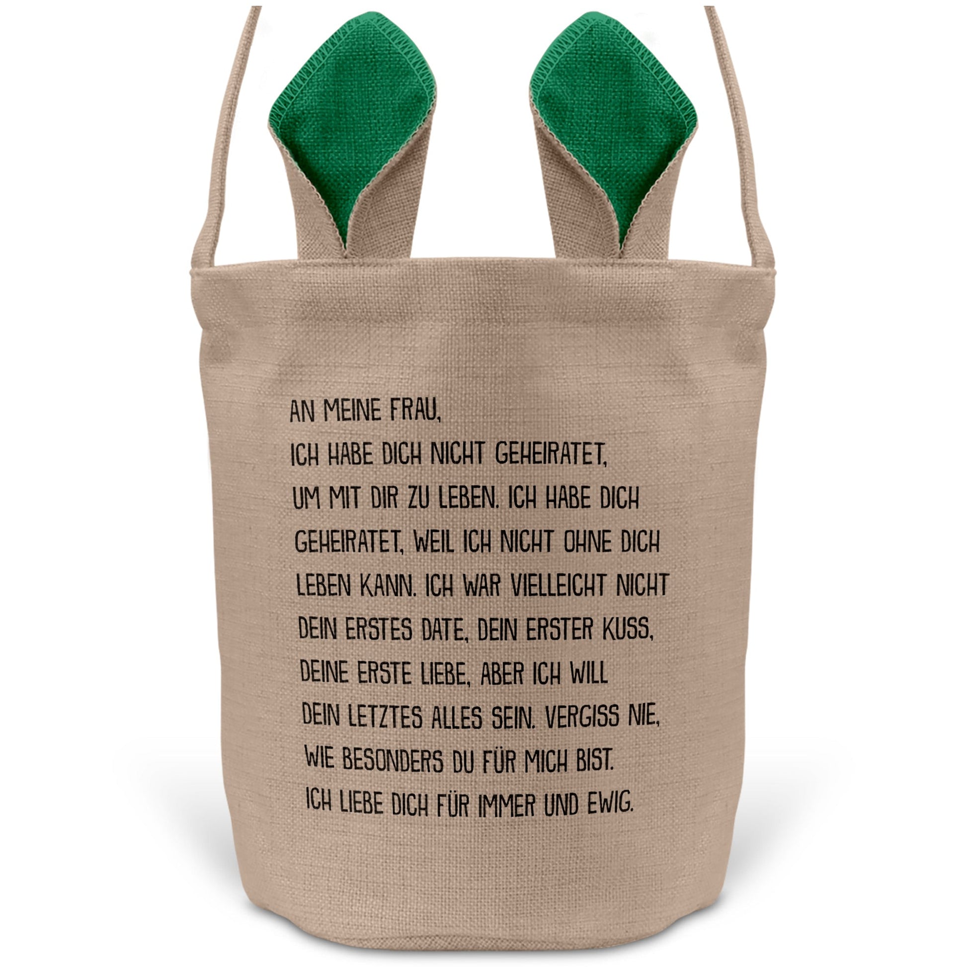 22Feels® Ehefrau Osterkorb mit Henkel Ostergeschenk Tragetasche Ostern Deko Osternest Körbchen Hasenohren (Beige/Grün)-Ostern Tragetasche-22Feels