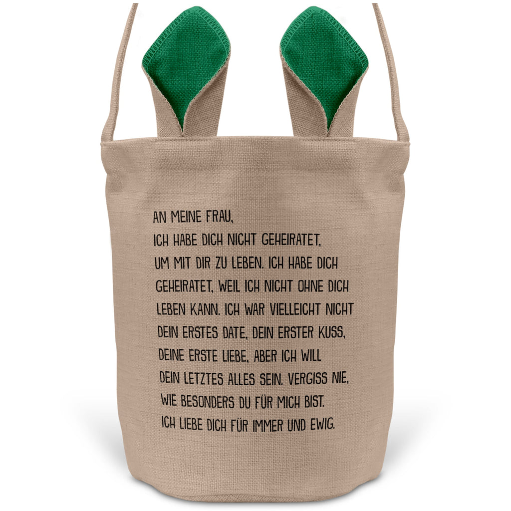 22Feels® Ehefrau Osterkorb mit Henkel Ostergeschenk Tragetasche Ostern Deko Osternest Körbchen Hasenohren (Beige/Grün)-Ostern Tragetasche-22Feels