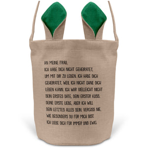 22Feels® Ehefrau Osterkorb mit Henkel Ostergeschenk Tragetasche Ostern Deko Osternest Körbchen Hasenohren (Beige/Grün)-Ostern Tragetasche-22Feels