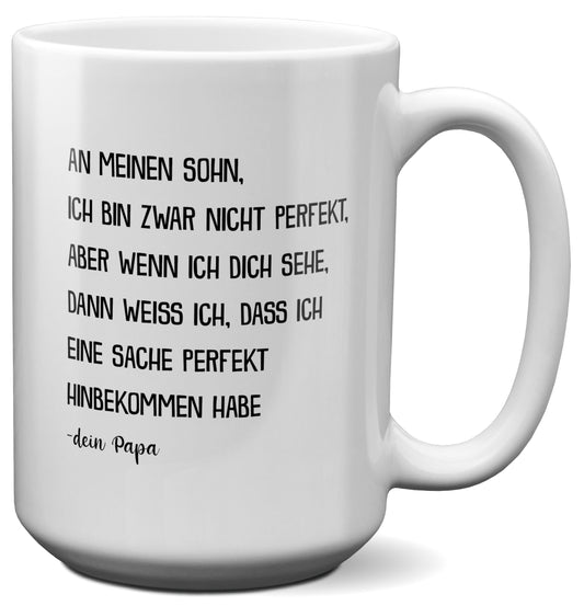 22Feels® Sohn Geschenk von Papa - XL Tasse mit Spruch (Weiss, 440ml)-Weisse XL Tasse 440ml-22Feels