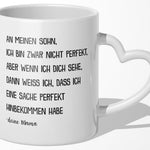 22Feels® Sohn Geschenk von Mama - Tasse mit Spruch: Ich bin zwar nicht perfekt, aber (Herzhenkel, Weiss, 320ml)-Tasse Weiss Herzhenkel 320ml-22Feels