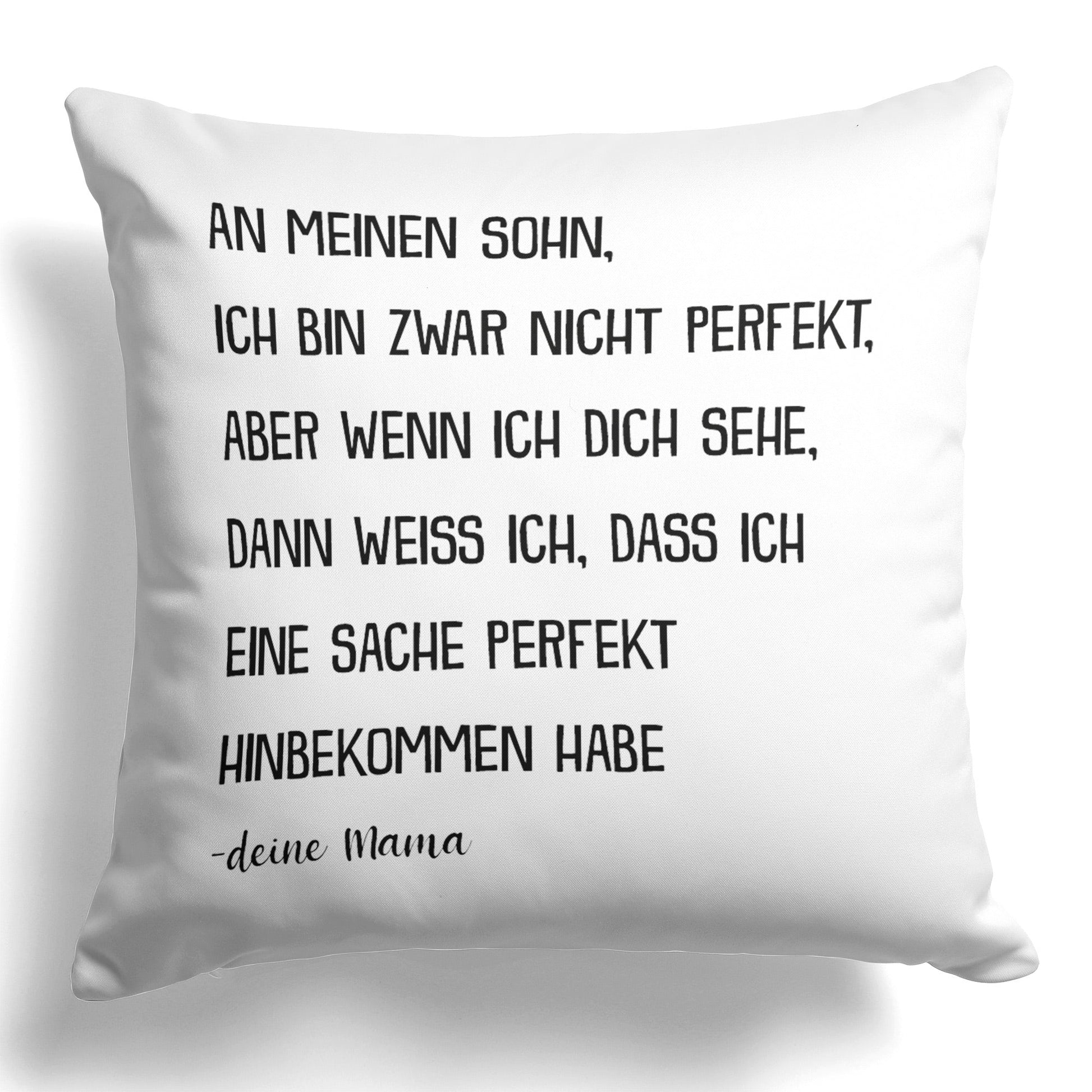 22Feels® Sohn Geschenk von Mama - Kissen mit Spruch (Weiss 40x40cm)-Kissen Weiss 40x40-22Feels