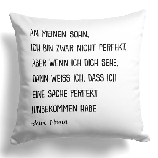 22Feels® Sohn Geschenk von Mama - Kissen mit Spruch (Weiss 40x40cm)-Kissen Weiss 40x40-22Feels