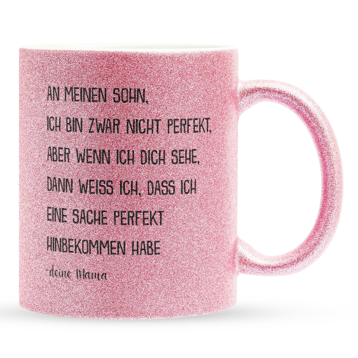 22Feels® Sohn Geschenk von Mama - Glitzertasse mit Spruch (Pink, 320ml)-Glitzertasse Pink 320ml-22Feels