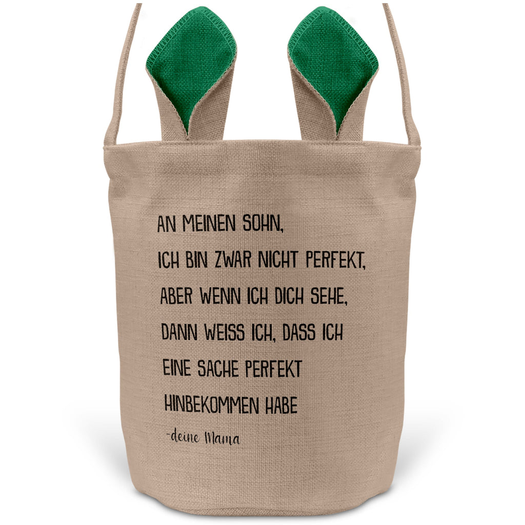 22Feels® Sohn Osterkorb von Mama Kinder mit Henkel Ostergeschenk Tragetasche Ostern Deko Osternest Körbchen Hasenohren (Beige/Grün)-Ostern Tragetasche-22Feels