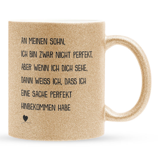 22Feels® Sohn Geschenk - Glitzertasse mit Spruch (Gold, 320ml)-Glitzertasse Gold 320ml-22Feels