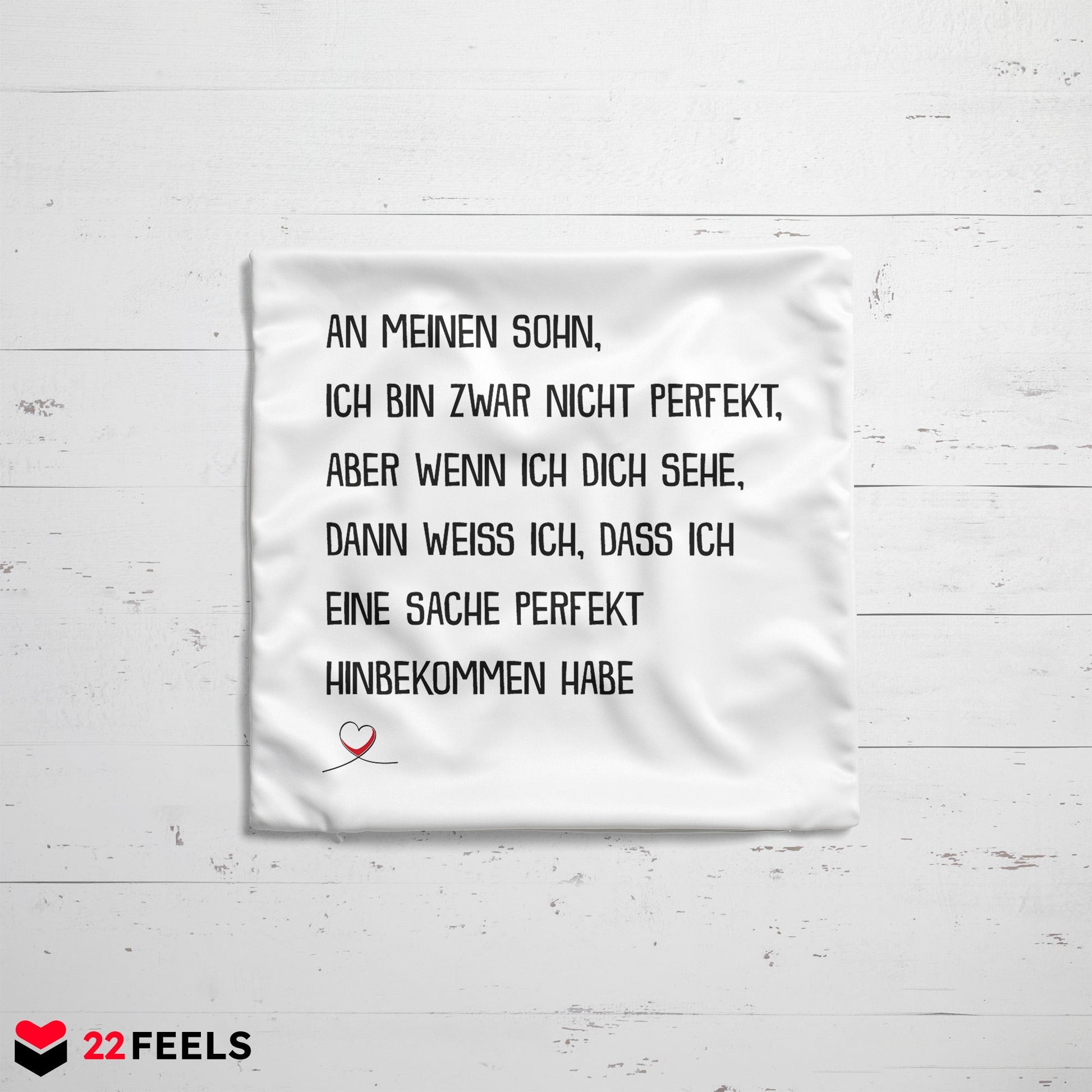 22Feels® Sohn Geschenk - Kissen mit Spruch (Weiss 40x40cm)-Kissen Weiss 40x40-22Feels