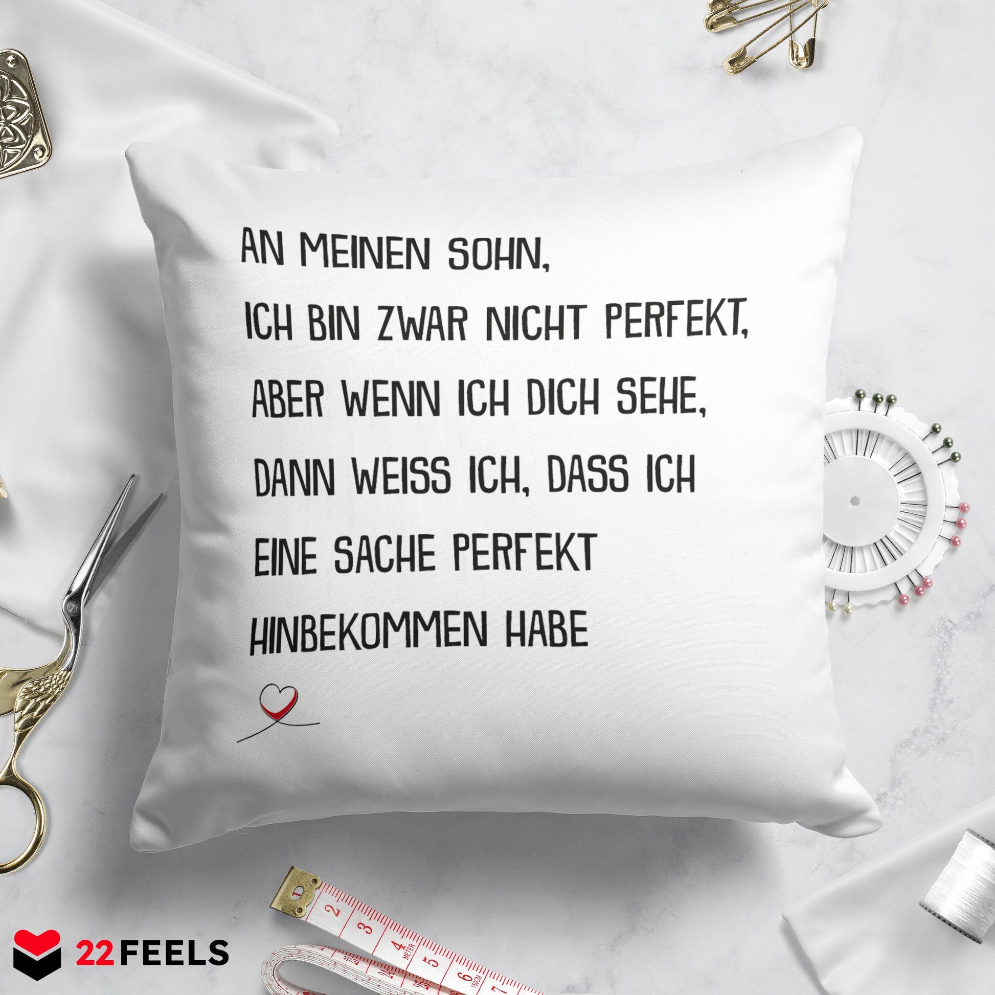22Feels® Sohn Geschenk - Kissen mit Spruch (Weiss 40x40cm)-Kissen Weiss 40x40-22Feels