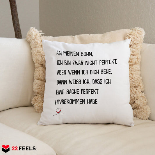 22Feels® Sohn Geschenk - Kissen mit Spruch (Weiss 40x40cm)-Kissen Weiss 40x40-22Feels