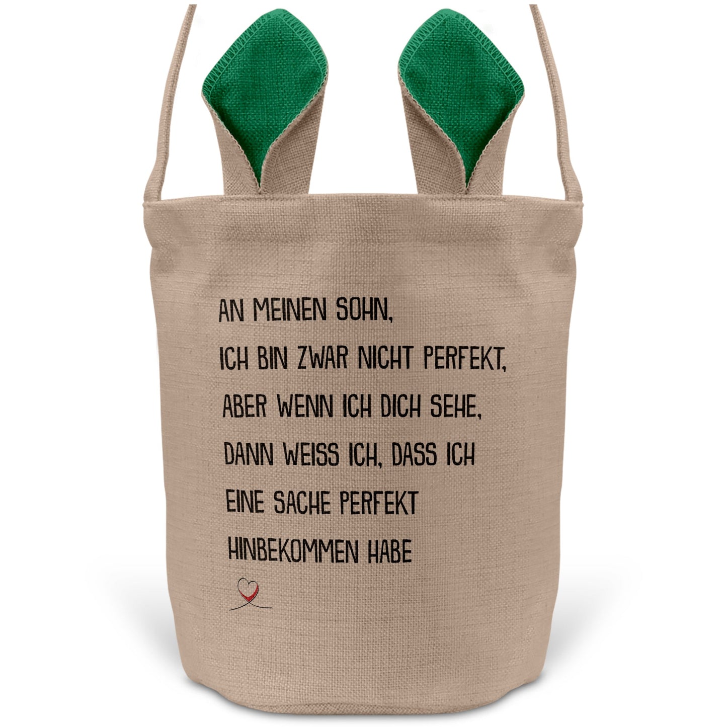 22Feels® Sohn Kinder Osterkorb mit Henkel Ostergeschenk Tragetasche Ostern Deko Osternest Körbchen Hasenohren (Beige/Grün)-Ostern Tragetasche-22Feels