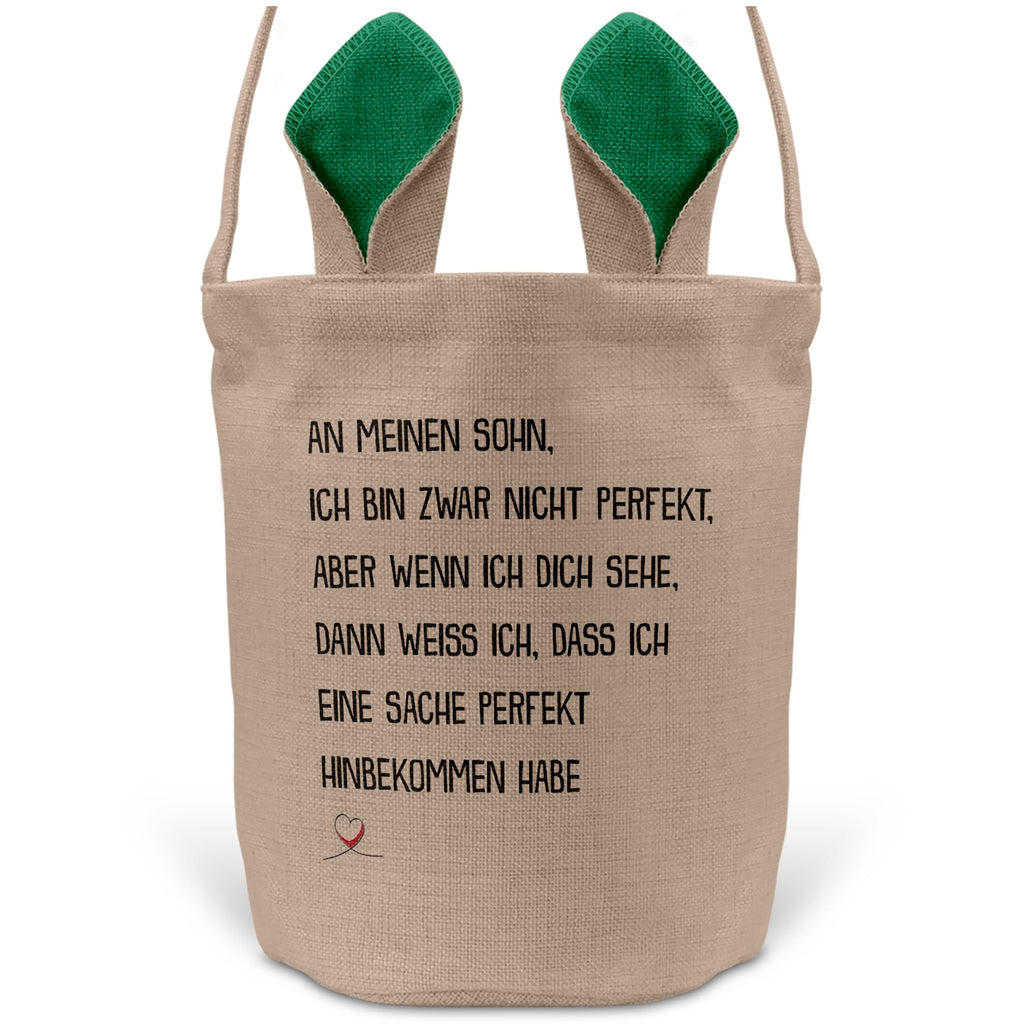 22Feels® Sohn Kinder Osterkorb mit Henkel Ostergeschenk Tragetasche Ostern Deko Osternest Körbchen Hasenohren (Beige/Grün)-Ostern Tragetasche-22Feels