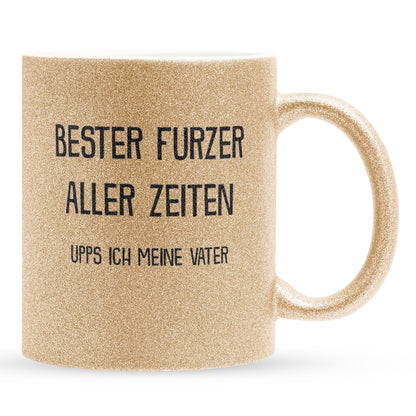22Feels® Papa Geschenk - Glitzertasse mit Spruch (Gold, 320ml)-Glitzertasse Gold 320ml-22Feels