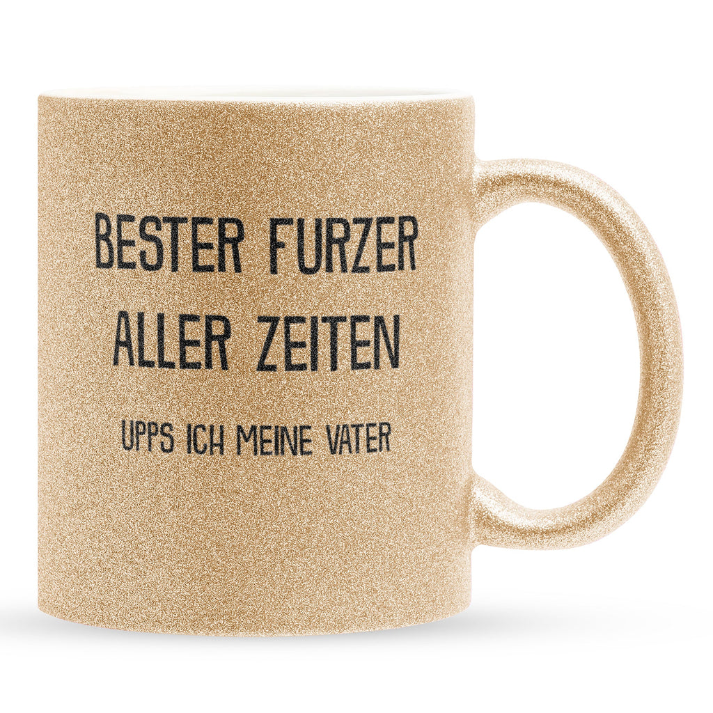 22Feels® Papa Geschenk - Glitzertasse mit Spruch (Gold, 320ml)-Glitzertasse Gold 320ml-22Feels