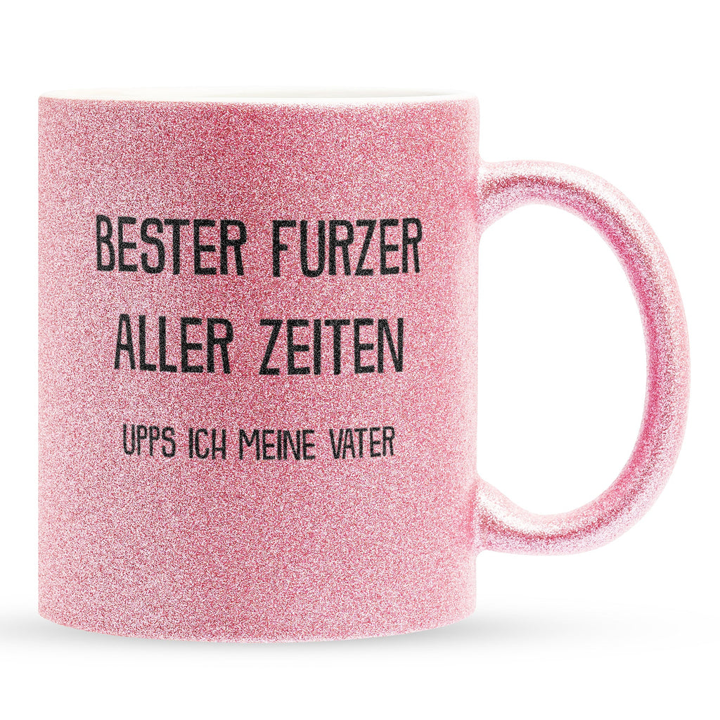 22Feels® Papa Geschenk - Glitzertasse mit Spruch (Pink, 320ml)-Glitzertasse Pink 320ml-22Feels