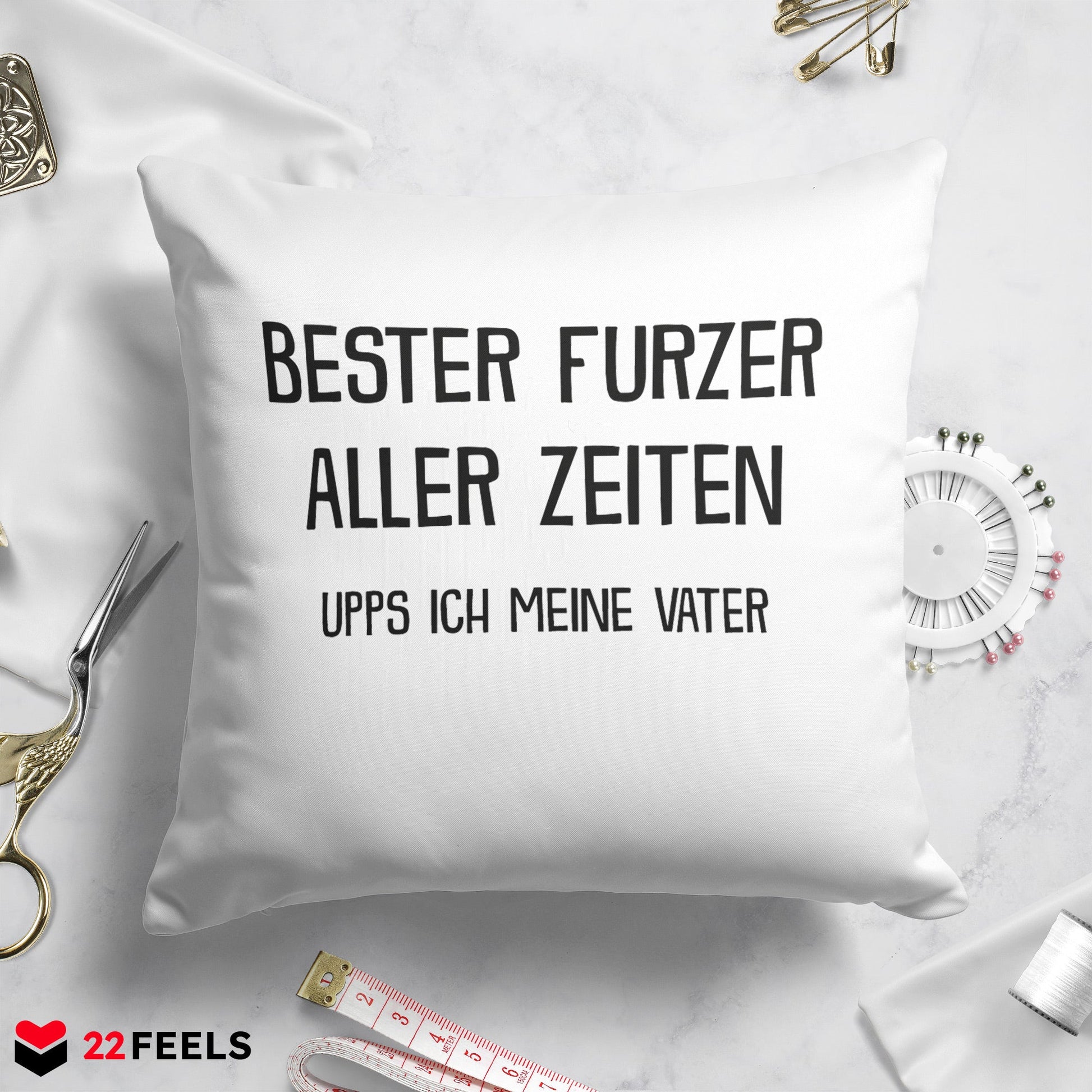 22Feels® Papa Geschenk - Kissen mit Spruch (Weiss 40x40cm)-Kissen Weiss 40x40-22Feels