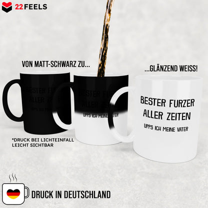 22Feels® Papa Geschenk - Zaubertasse mit Spruch (Matt-Schwarz und Weiss, 320ml)-Farbwechsel Tasse Matt 320ml-22Feels