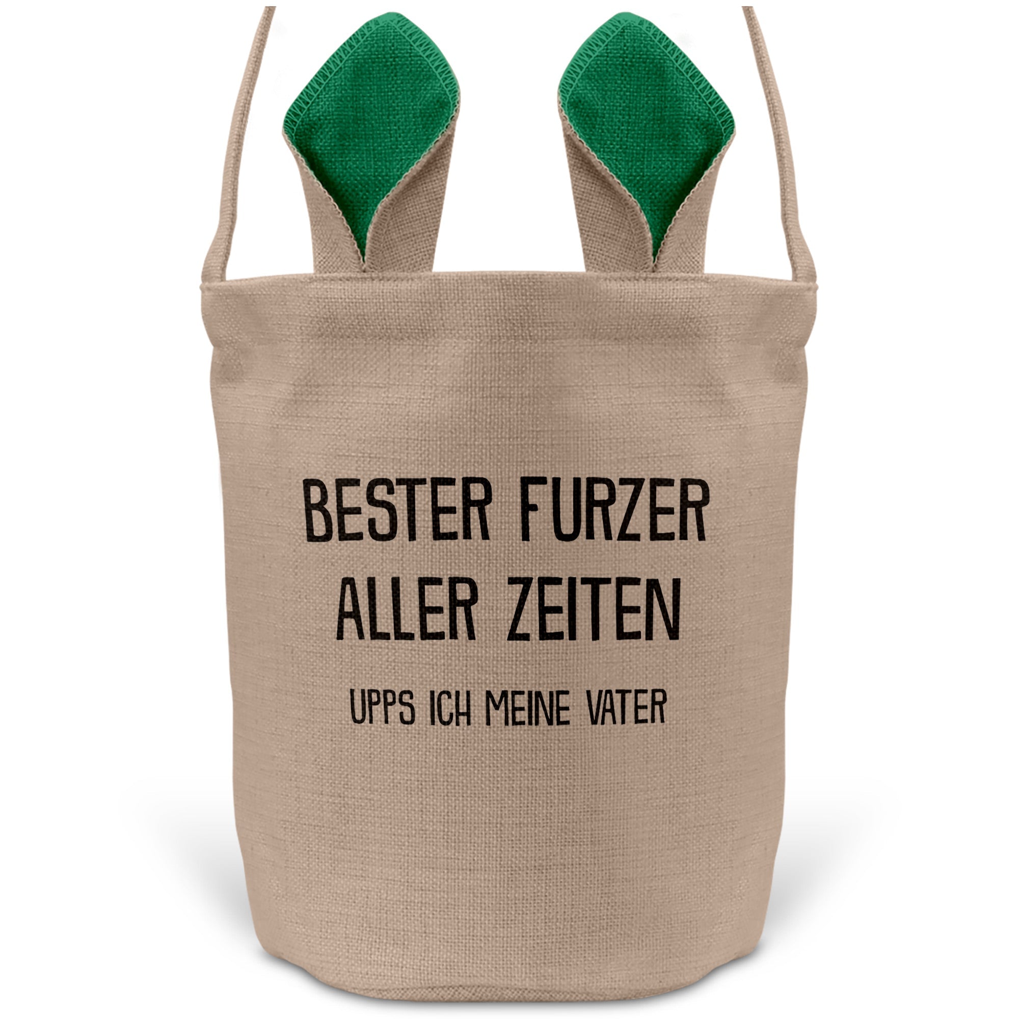 22Feels® Papa Osterkorb Vater mit Henkel Ostergeschenk Tragetasche Ostern Deko Osternest Körbchen Hasenohren (Beige/Grün)-Ostern Tragetasche-22Feels