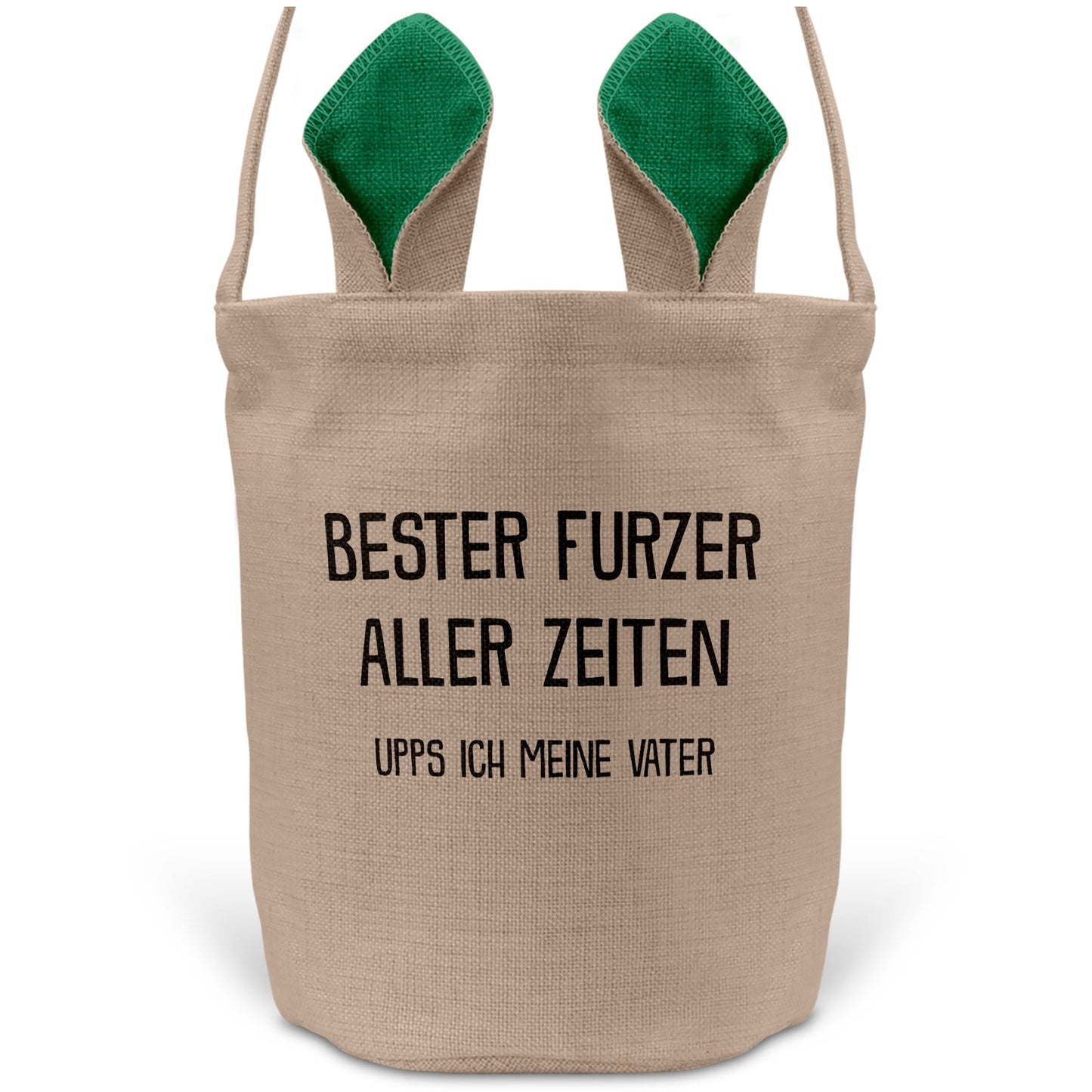 22Feels® Papa Osterkorb Vater mit Henkel Ostergeschenk Tragetasche Ostern Deko Osternest Körbchen Hasenohren (Beige/Grün)-Ostern Tragetasche-22Feels