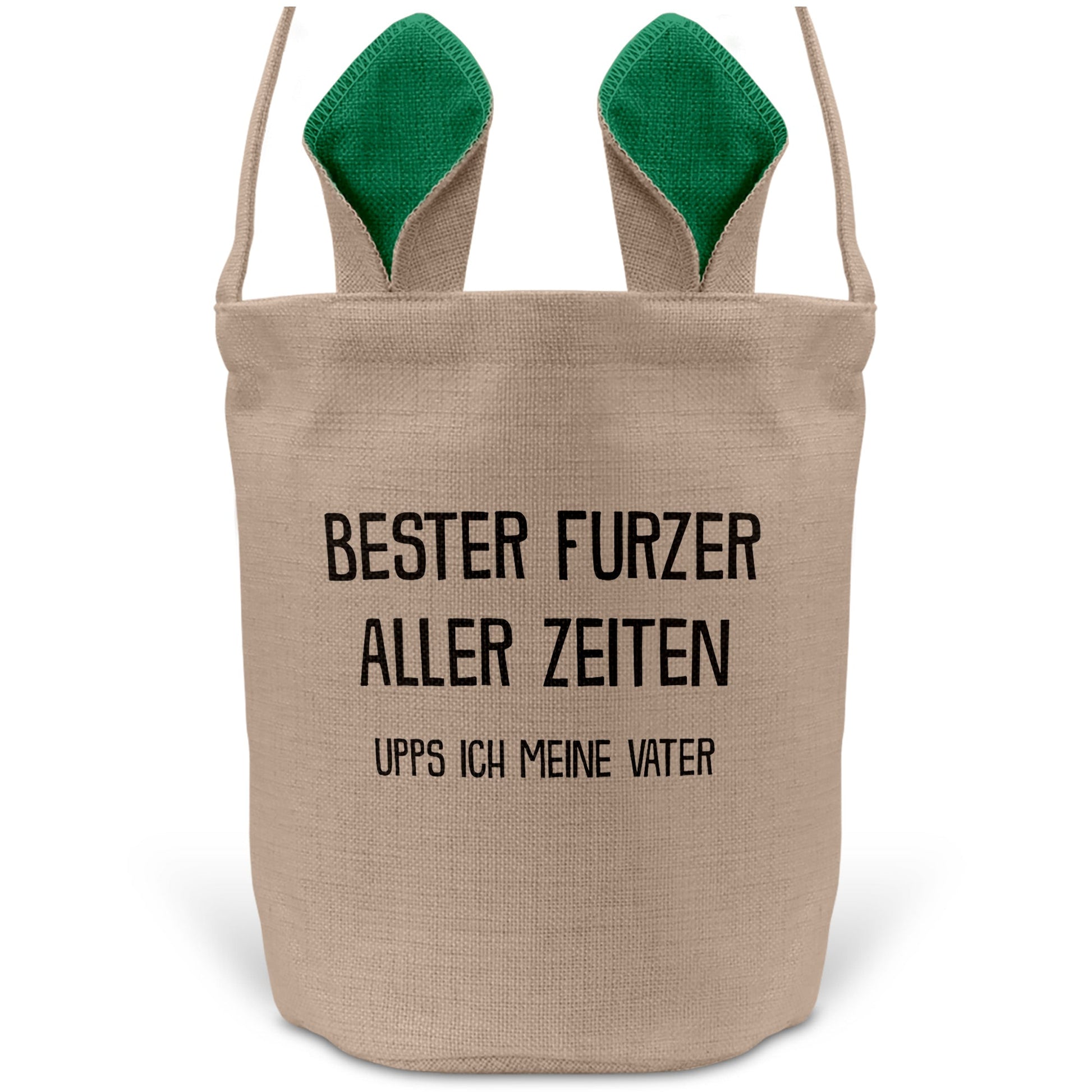 22Feels® Papa Osterkorb Vater mit Henkel Ostergeschenk Tragetasche Ostern Deko Osternest Körbchen Hasenohren (Beige/Grün)-Ostern Tragetasche-22Feels