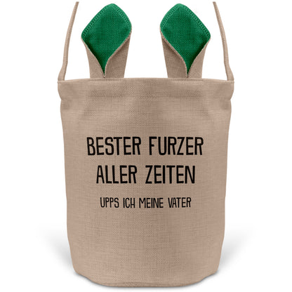 22Feels® Papa Osterkorb Vater mit Henkel Ostergeschenk Tragetasche Ostern Deko Osternest Körbchen Hasenohren (Beige/Grün)-Ostern Tragetasche-22Feels