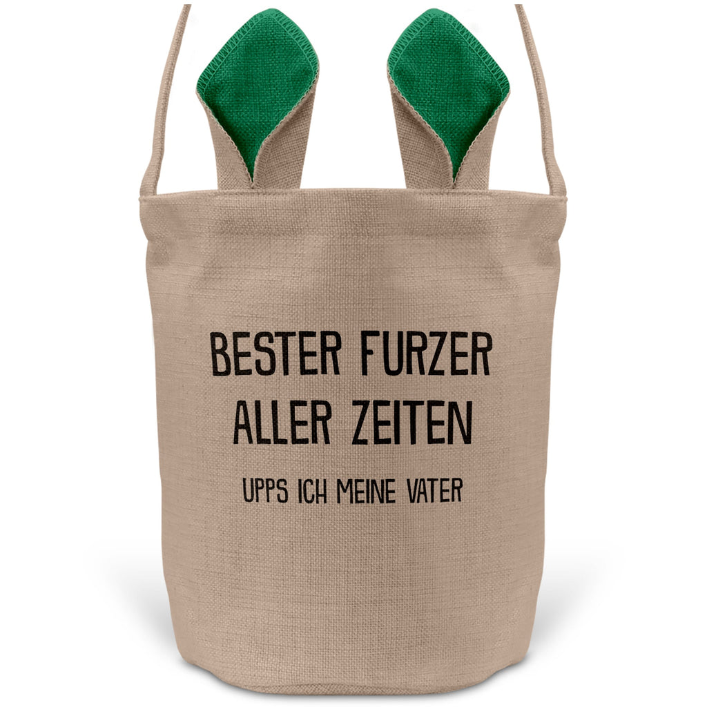 22Feels® Papa Osterkorb Vater mit Henkel Ostergeschenk Tragetasche Ostern Deko Osternest Körbchen Hasenohren (Beige/Grün)-Ostern Tragetasche-22Feels