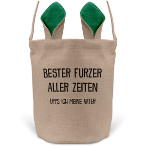 22Feels® Papa Osterkorb Vater mit Henkel Ostergeschenk Tragetasche Ostern Deko Osternest Körbchen Hasenohren (Beige/Grün)-Ostern Tragetasche-22Feels