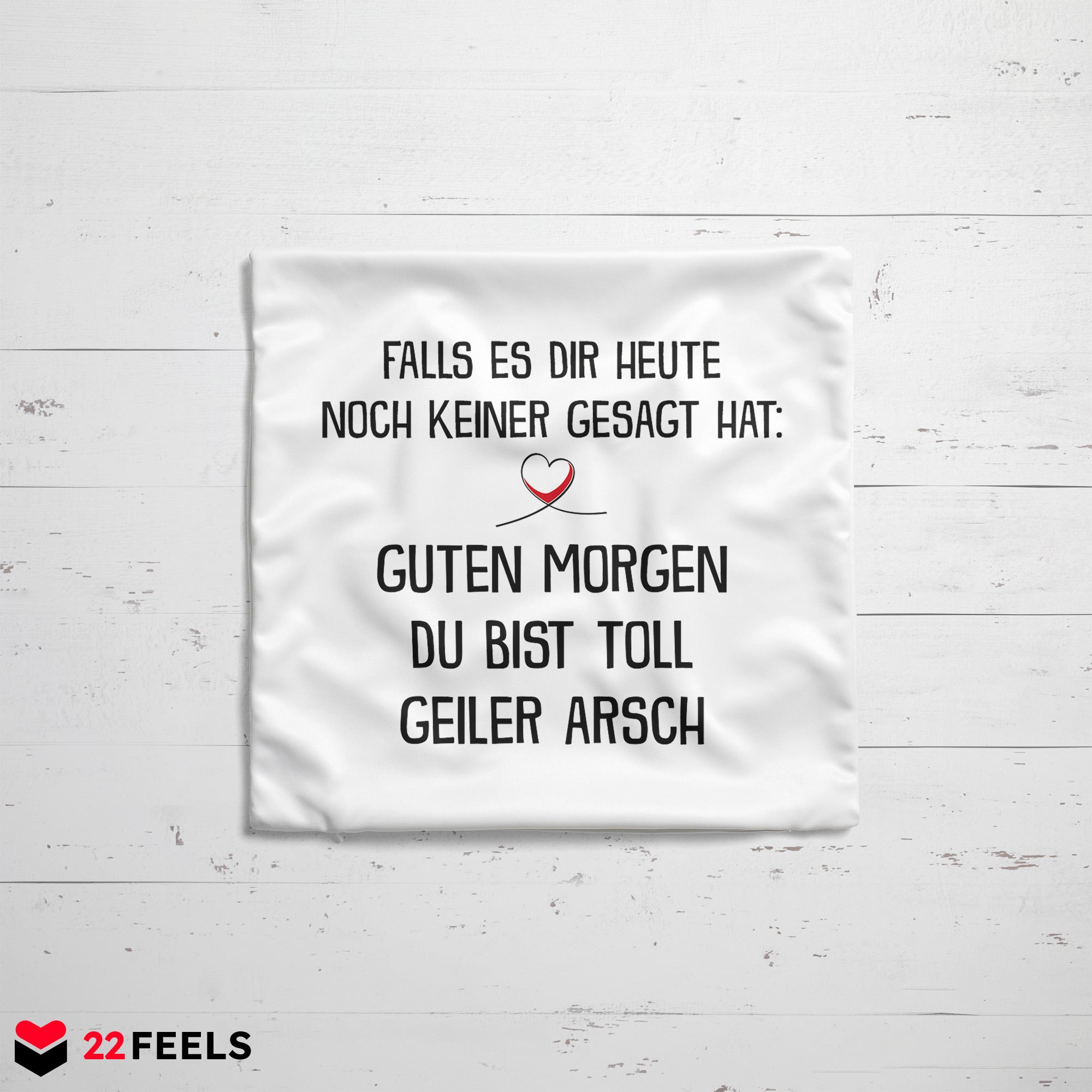 22Feels® Pärchen Geschenk zum Jahrestag, Hochzeitstag, Valentinstag etc. - Kissen mit Spruch (Weiss 40x40cm)-Kissen Weiss 40x40-22Feels