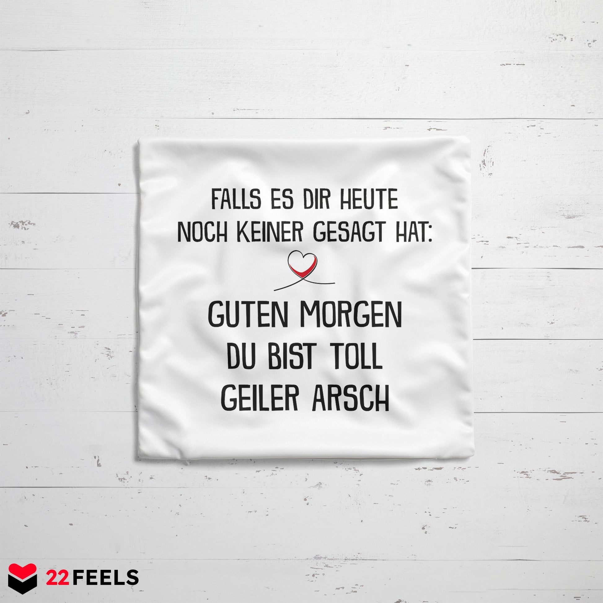22Feels® Pärchen Geschenk zum Jahrestag, Hochzeitstag, Valentinstag etc. - Kissen mit Spruch (Weiss 40x40cm)-Kissen Weiss 40x40-22Feels