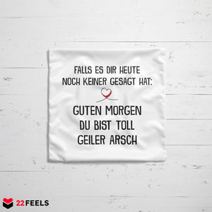 22Feels® Pärchen Geschenk zum Jahrestag, Hochzeitstag, Valentinstag etc. - Kissen mit Spruch (Weiss 40x40cm)-Kissen Weiss 40x40-22Feels