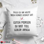22Feels® Pärchen Geschenk zum Jahrestag, Hochzeitstag, Valentinstag etc. - Kissen mit Spruch (Weiss 40x40cm)-Kissen Weiss 40x40-22Feels