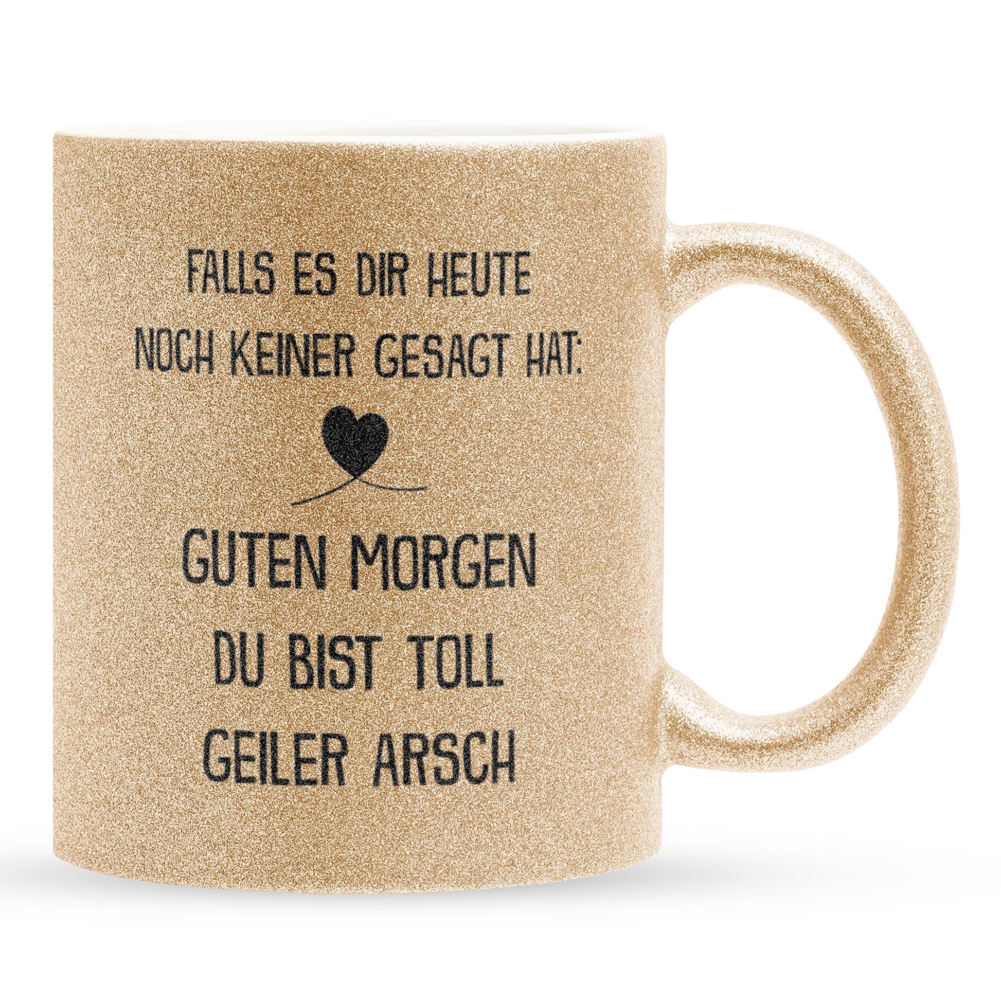 22Feels® Pärchen Geschenk zum Jahrestag, Hochzeitstag, Valentinstag etc. - Glitzertasse mit Spruch (Gold, 320ml)-Glitzertasse Gold 320ml-22Feels